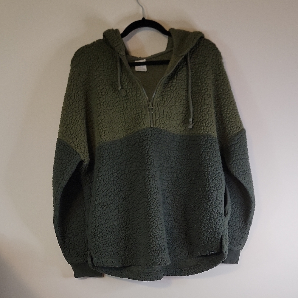 Victoria's Secret Forest Green Sherpa Zip-Up Sweater